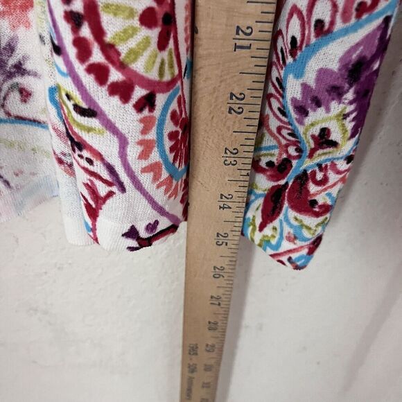 Chico’s Womens Lightweight Cardigan Sweater Size 2 (L) Open Paisley Colorful - Picture 6 of 7